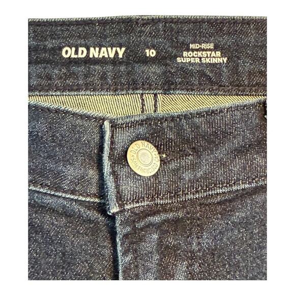 Old Navy Women's Size 10 Mid-Rise Rockstar Super Skinny Jeans Blue Distressed - Picture 3 of 6
